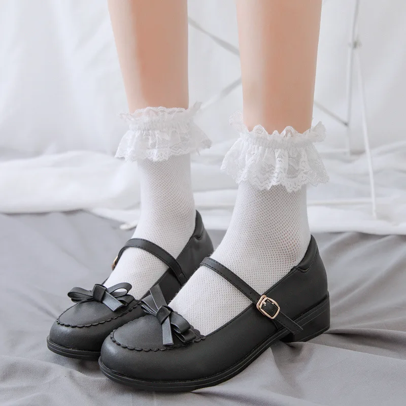 1 Pair Lolita Style Japanese Maiden Lovely Woman Lace Short Socks Summer Sweet Ruffle Cotton Princess Socks High Quality