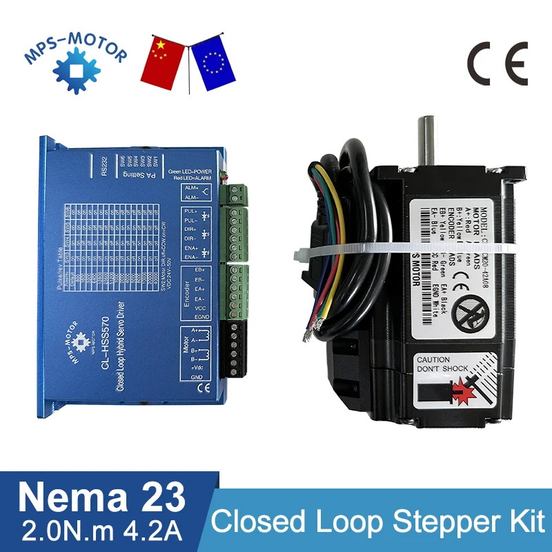 

2Nm Nema 23 Closed Loop Stepper Motor With Nema23 Hybrid Step Driver CL-HSS570+3M Encoder Cable