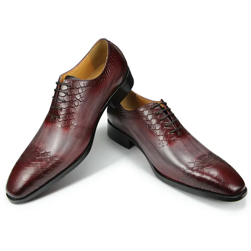 New Luxury Men’s Dress Shoes with Genuine Leather In Classic Brogue Elastic Band Oxford Comfortable Formal Shoes for Men