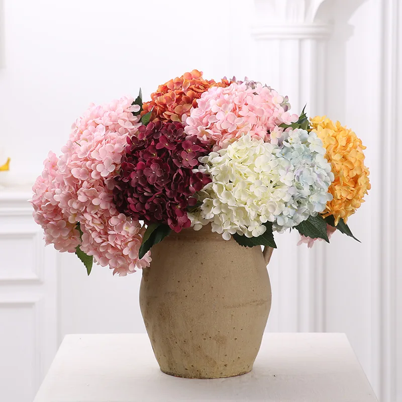 

1 PCS 55cm Single Stem Artificial Hydrangea Flower With Leaves Home Decor Wedding Table Room Decoration Gift F837