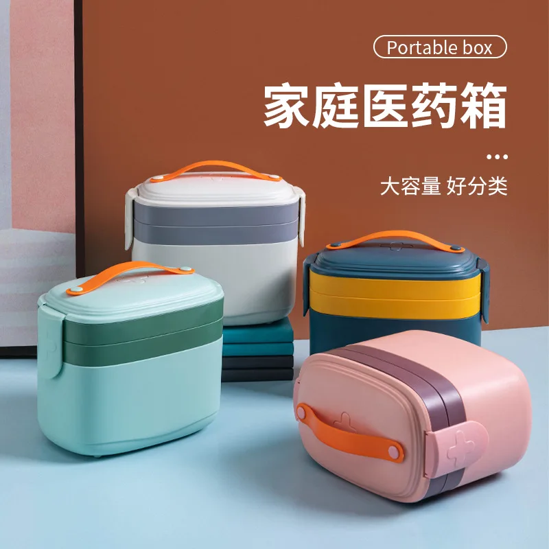 

MultiFunctional Large Capacity Pill Case Plastic First Aid Kit Container Family Emergency Medicine Storage Organizer With Handle