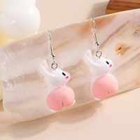 resin 3d animal rabbit charms drop earrings for women fashion cute animal pendants dangle earrings creative girl jewelry gifts