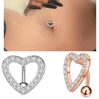 aaa zircon 316 stainless steel belly button piercing rings high quality heart shaped navel ring body piercing jewelry ombligo