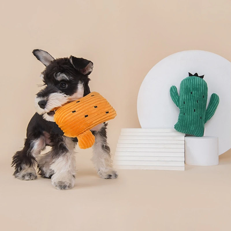 

Dogs Cactus Shape Squeak Toys Cute Plush Plant Chew Toy with Bell Pet Products