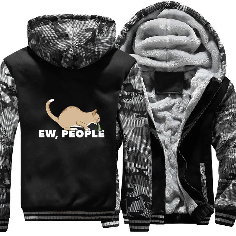 

Ew People Cat Streetwear Men Winter Thicken Jackets Zip Up Hoodie Warm Fleece Hooded Camo Hoodies Sweatshirts Coats Clothing