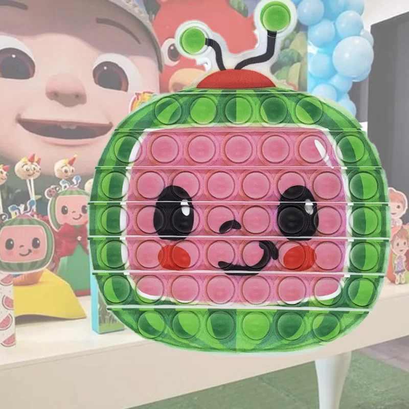 

Cocomelon Watermelon Pop It Fidget Toy Push Bubble Squishy Simple Dimple Decompression Anti Stress Squeeze Toys for Kids Gift