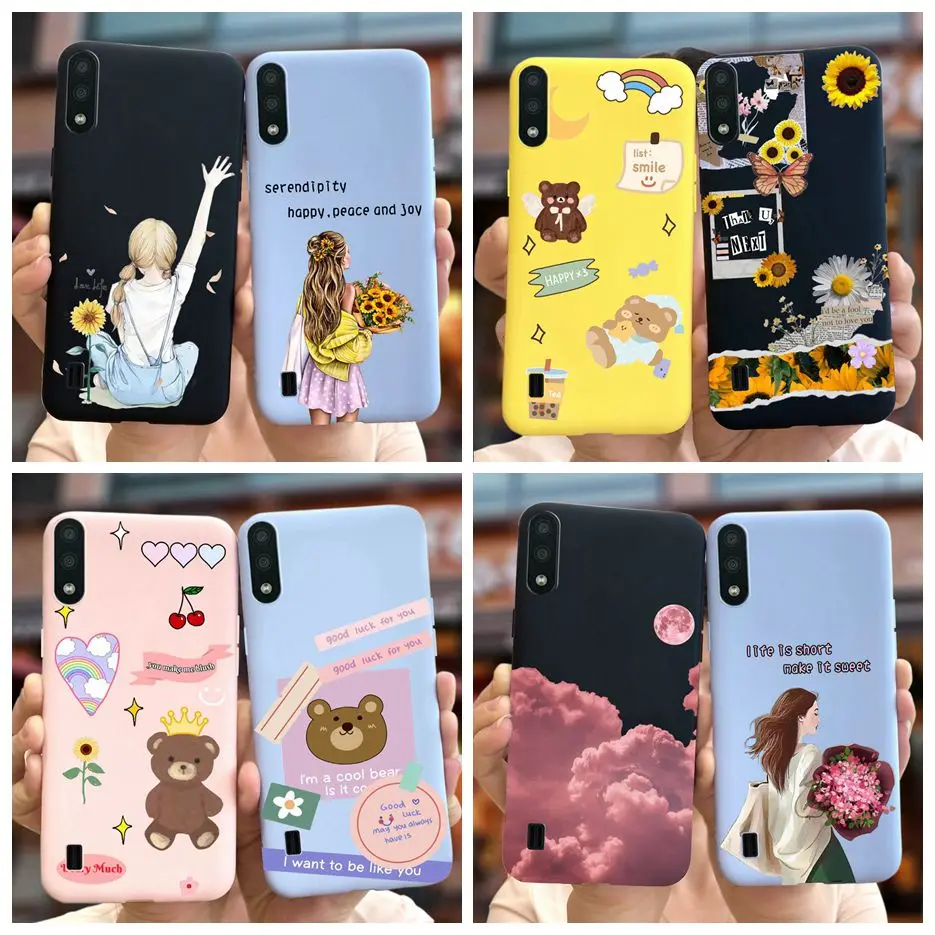 Чехол для Samsung Galaxy A01 M01, милый чехол с рисунком конфет, мягкий силиконовый чехол из ТПУ для телефона Samsung A01 M 01 Galaxy M01, задняя крышка