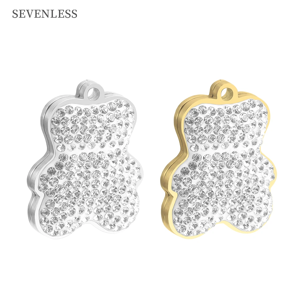 

High Quality Stainless Steel Diamond Bear Jewelry Pendant DIY Fashion Pendant For Making Bracelet Necklace Material Accessories