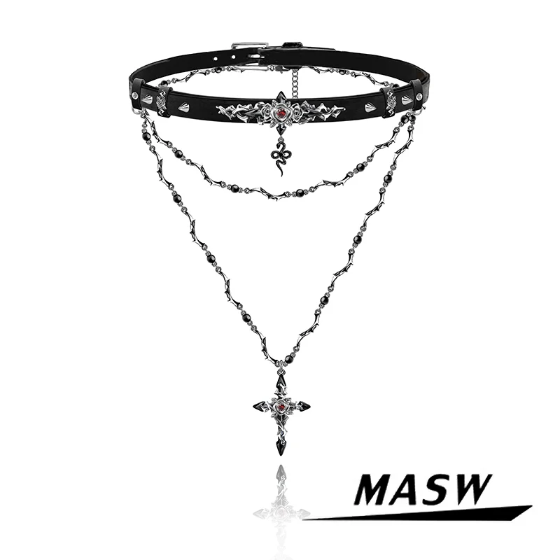 MASW Original Design Cool Style Hiphop Metallic Thistles Snake Pendant Necklace For Women Female Gift Modern Jewelry New