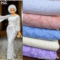 pgc lace newest nigerian african cotton lace fabric 2022 chiffon high quality swiss voile lace punch cotton for wedding 4827b