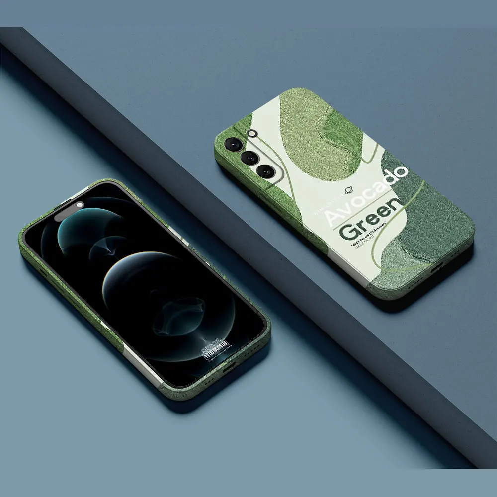 

Luxury Avocado Family Case For Samsung S23 S22 S21 S20 Ultra Fe A73 A71 A53 A52 A51 A50 A30 A23 A13 4G 5G Feilin Film Hard Cover