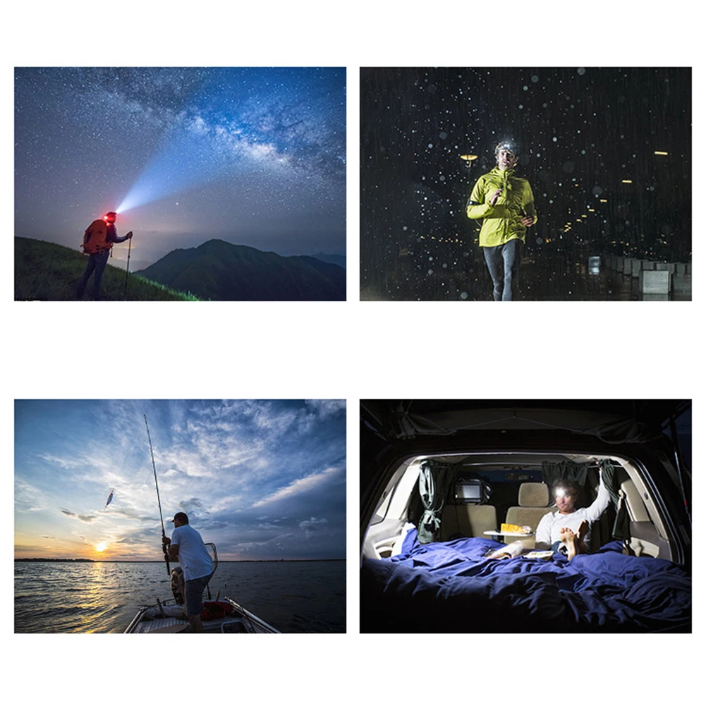

Induction Headlight Work Light XPE+COB Bar Built-in Rechargeable Battery Head Band Lamp Torch Flashlight 190x55mm