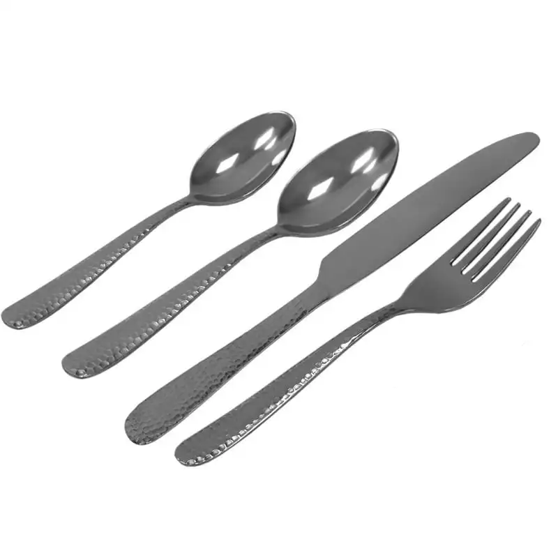 

Piece Hammered Finish Stainless Steel Flatware Set, Silver