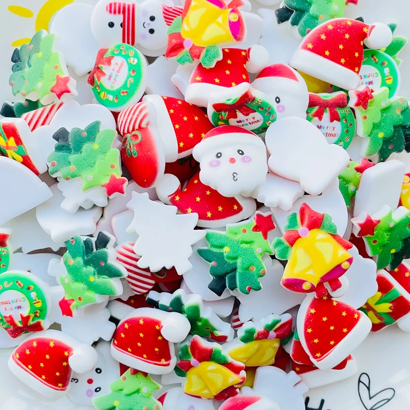 

20 Pcs New Cute Mini Cartoon Christmas Series Resin Figurine Crafts Flatback Cabochon Ornament Jewelry Hairwear Accessories
