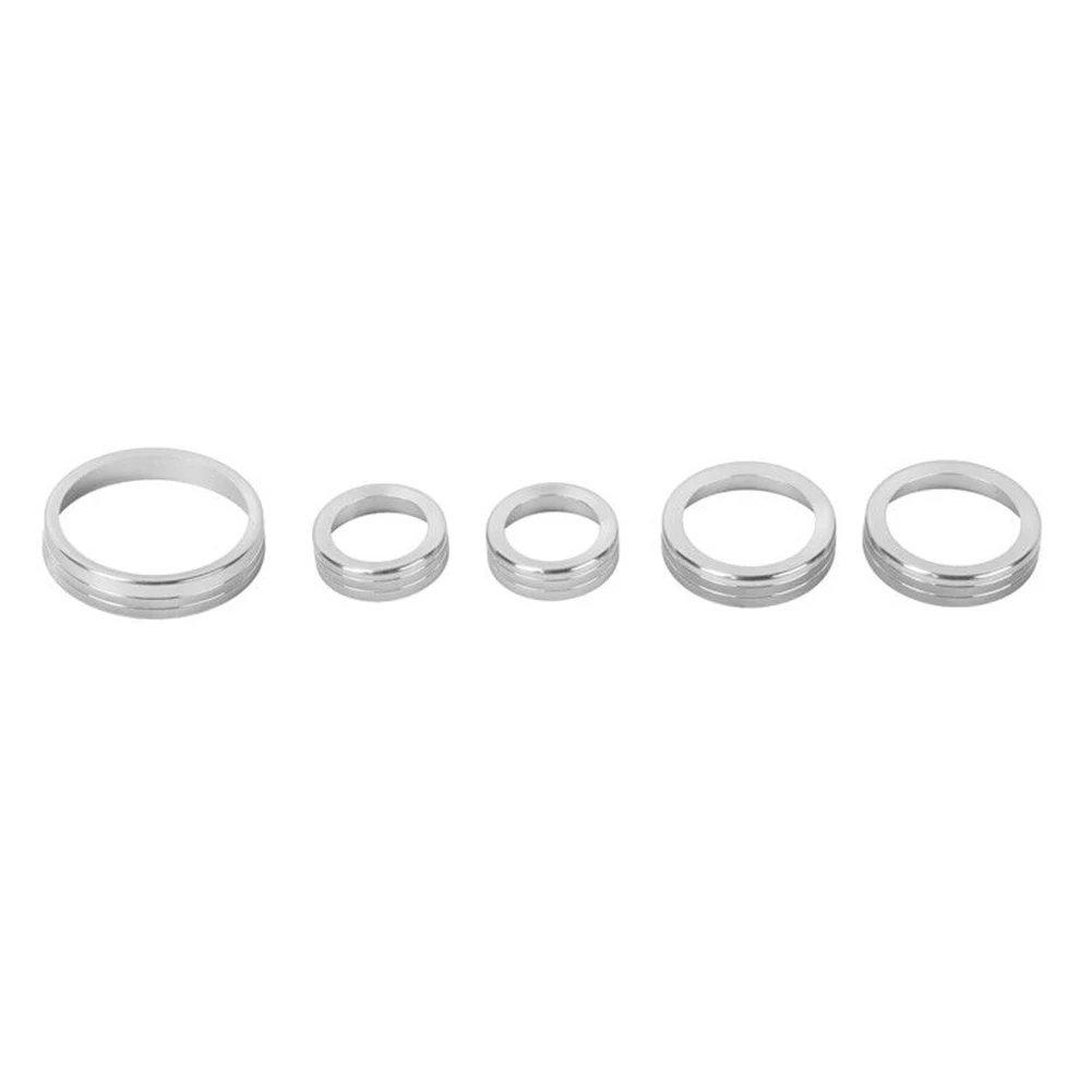 

5pcs Car Air Condition 4WD Audio Silver/blue Switch Knob Ring Cover Decoration For Ford Bronco 21+ Button Ring Trim Equippments