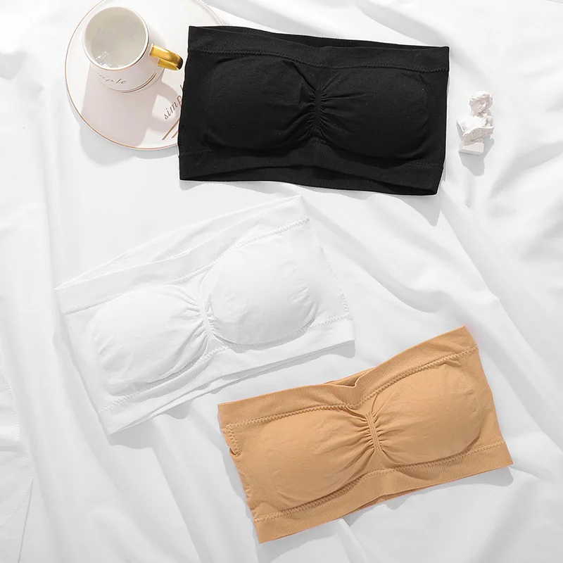 

Цельный топ без бретелек, женский сексуальный бюстгальтер, бесшовное нижнее белье, удобное нижнее белье без косточек для женщин, корейский ...