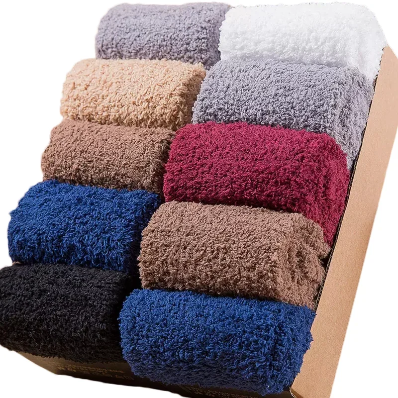 Мужские Зимние флисовые Носки теплые однотонные утепленные мягкие носки средней