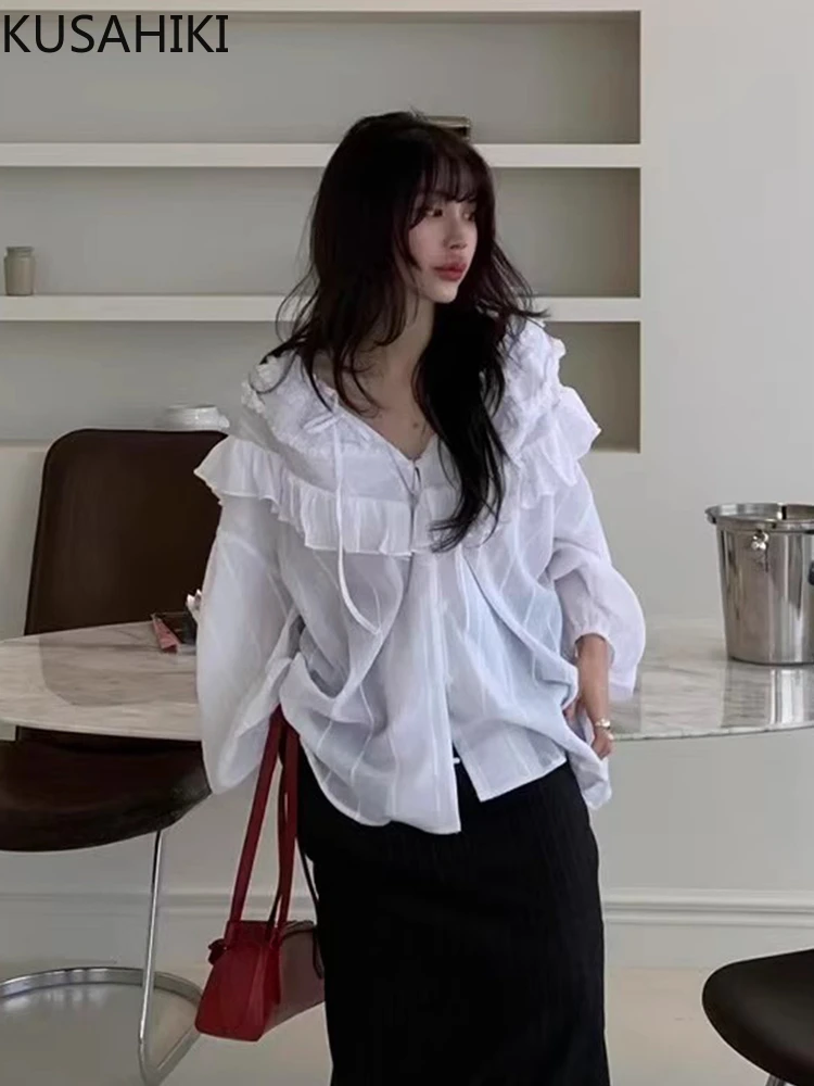 KUSAHIKI Женская рубашка из полиэстера полосатая