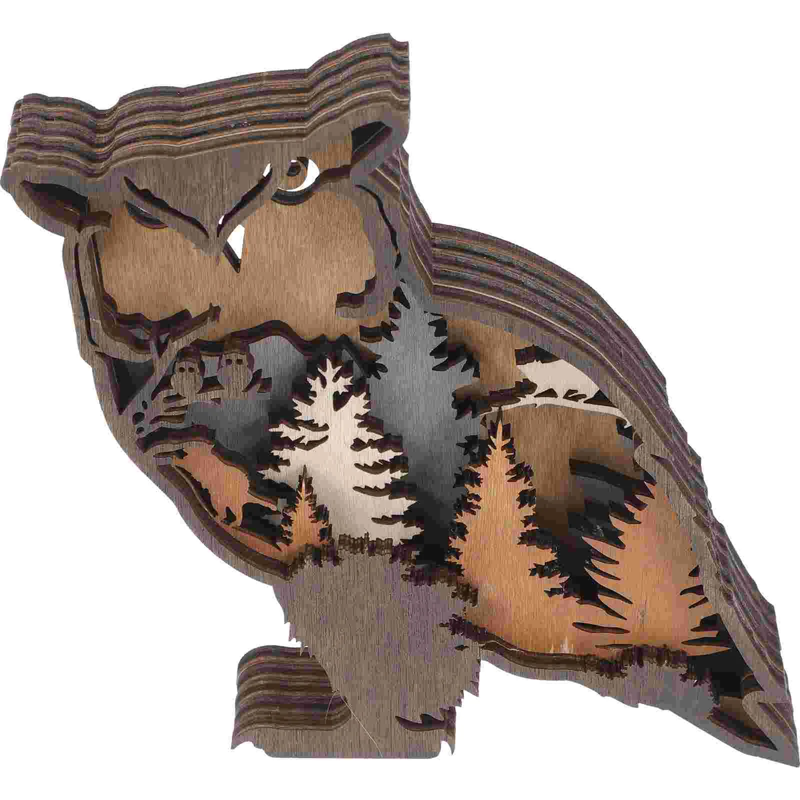

Owl Ornament Wooden Decor Woodland Household Wall Decorations Boxwood Rustic Living Room Cabin Log
