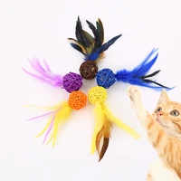 set bamboo rattan bell cat toy feather funny cat toy occurrence toy cat bell toy cat killing time bell badminton attract cat toy