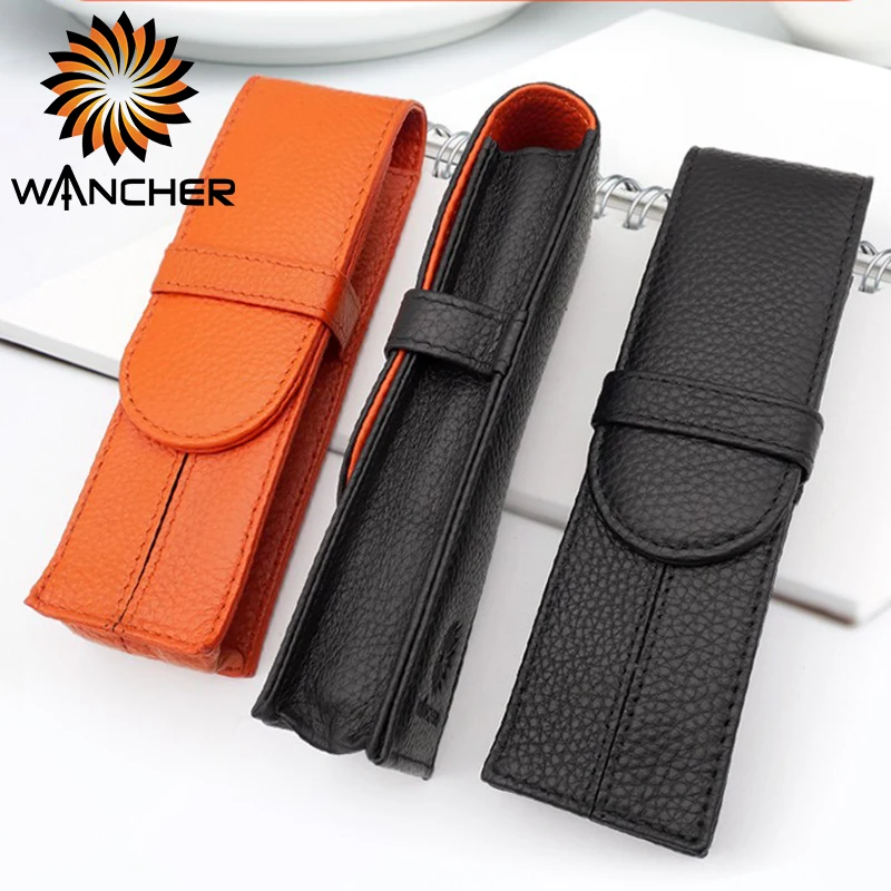 

Leather 2-piece pen cover protective cover head layer cowhide pen bag stationery box double-sided leather separated storage bag