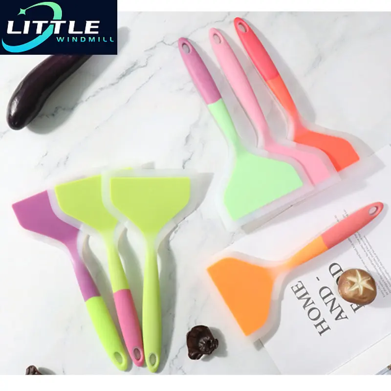

Household Transparent Two-color Silicone Wide Mouth Frying Shovel Translucent Spatula Kitchen Tools Cooking Shovel Multipurpose