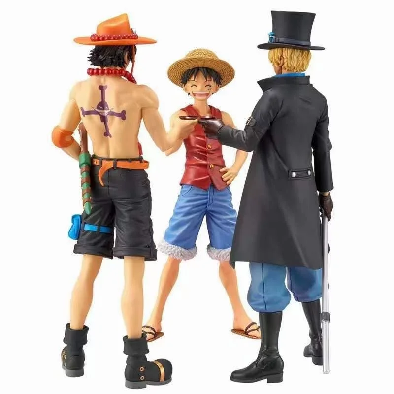 

3 Style 20cm Anime One Piece Luffy Ace Sabo Action Figure Three Brothers Knotting Wine Decoration Model fans toys gift ornaments