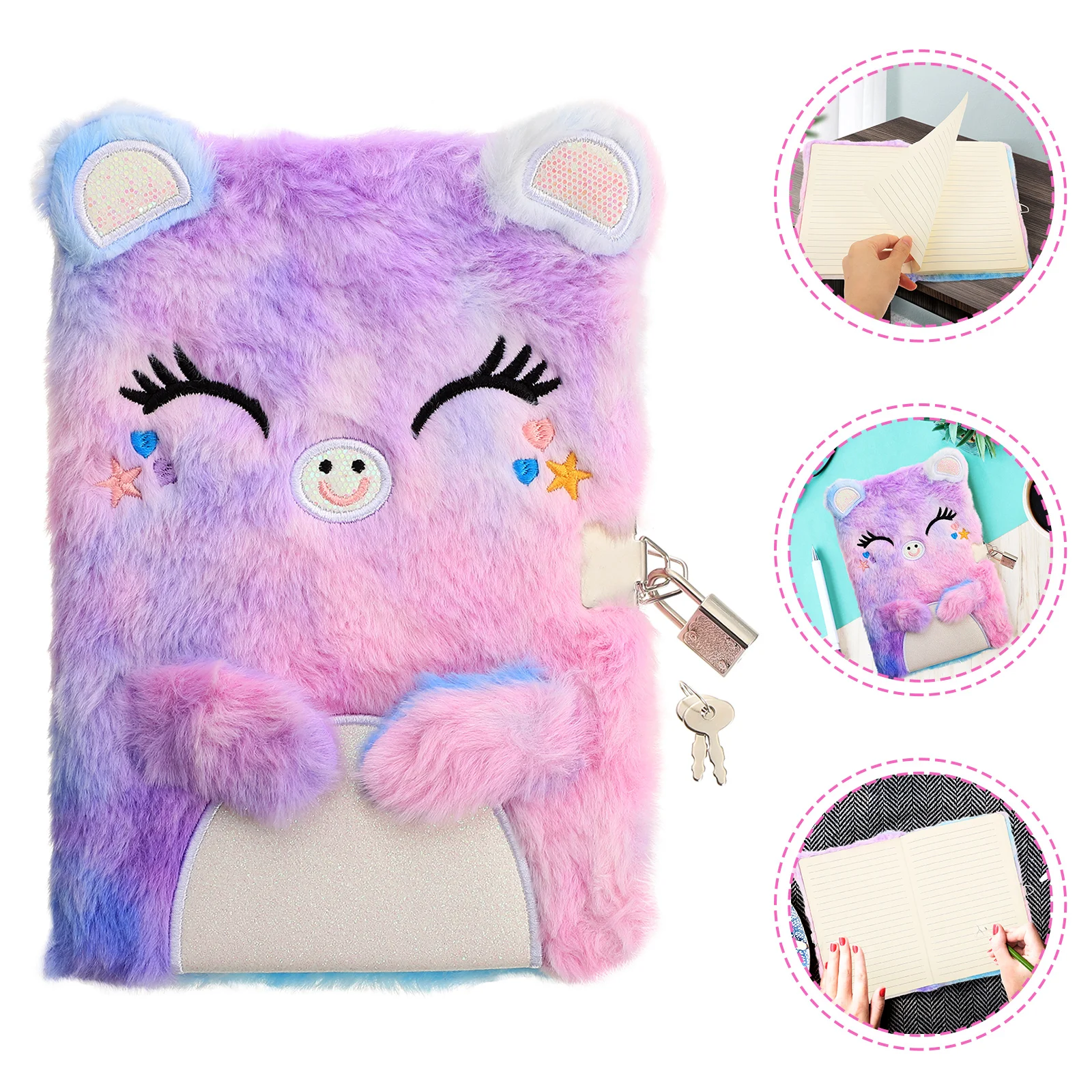 

Stationery Notebook Lock Travel Teen Girl Gifts Fluffy Paper Plush Secret Diary