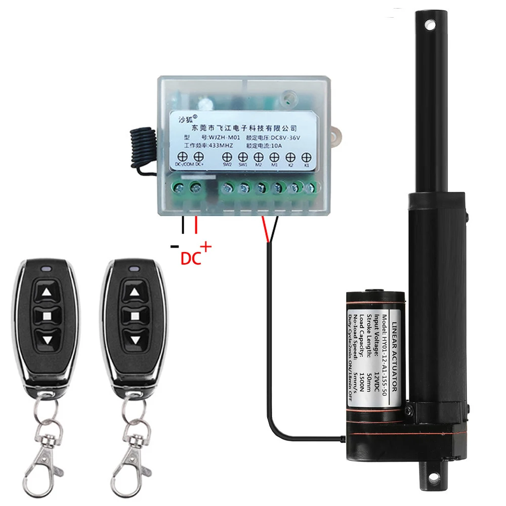 Линейный привод с дистанционным управлением, 12 В постоянного тока, 50-400 мм, длина хода, металлическая шестерня, Электрический привод постоянного тока, Открыватель окна, линейный двигатель