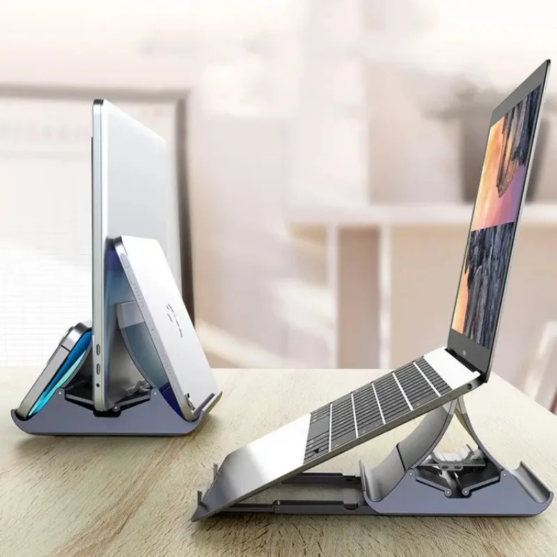 

Desktop Vertical Laptop Stand Dual Slot Adjustable Vertical Tablet Cooling Vertical Storage Stand Designed To Save Space