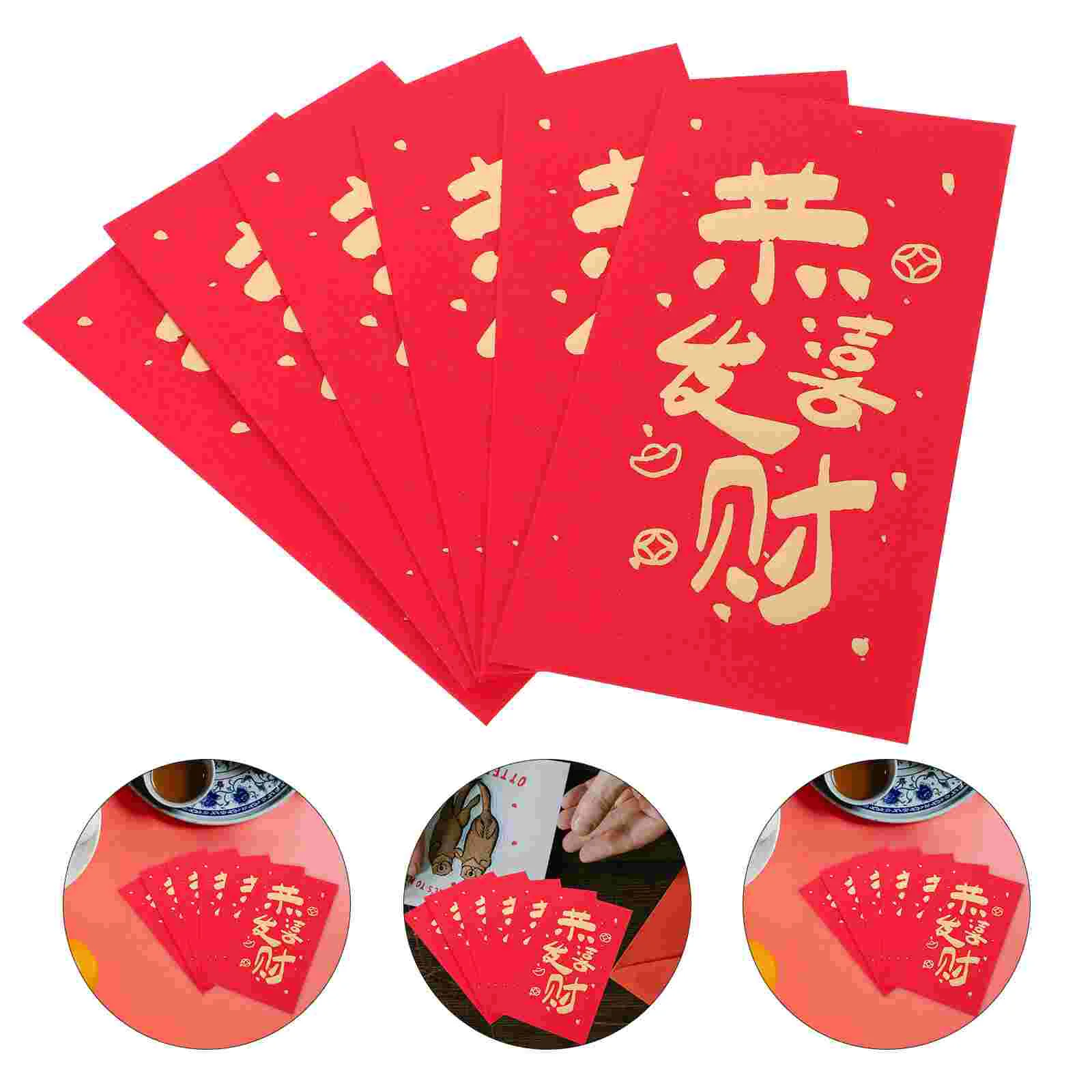 

6 шт., красные китайские конверты