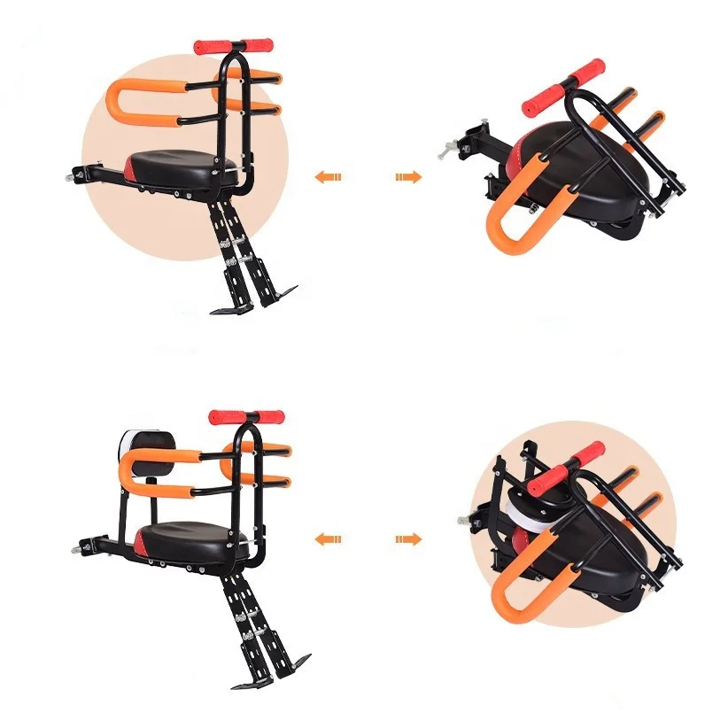 

Folding Front Mount Child Bicycle Seat Kids Saddle Children Safety Front Seat Saddle Cushion with All-around Handrail