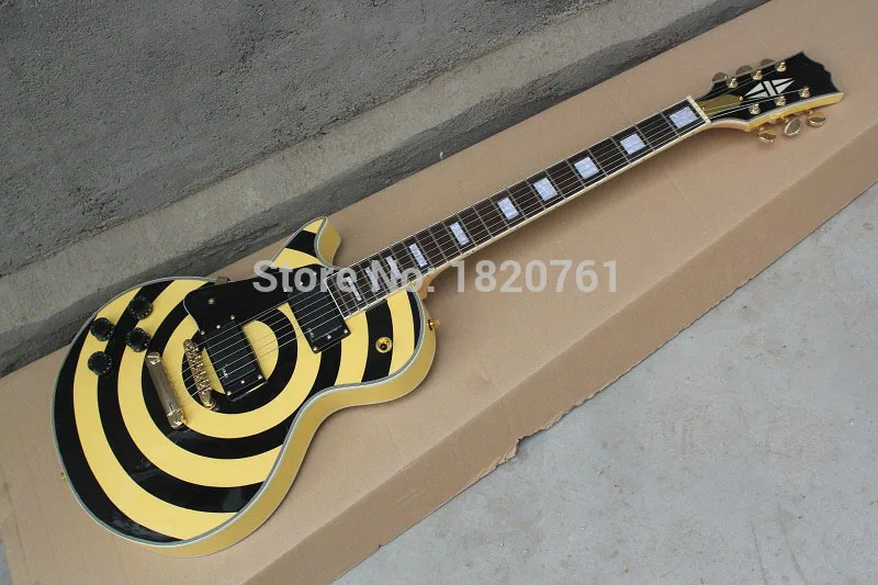 

Free Shipping Top quality LP Custom Shop Left Handed Zakk Wylde EMG Pickups Yellow Electric Guitar in stock 140412