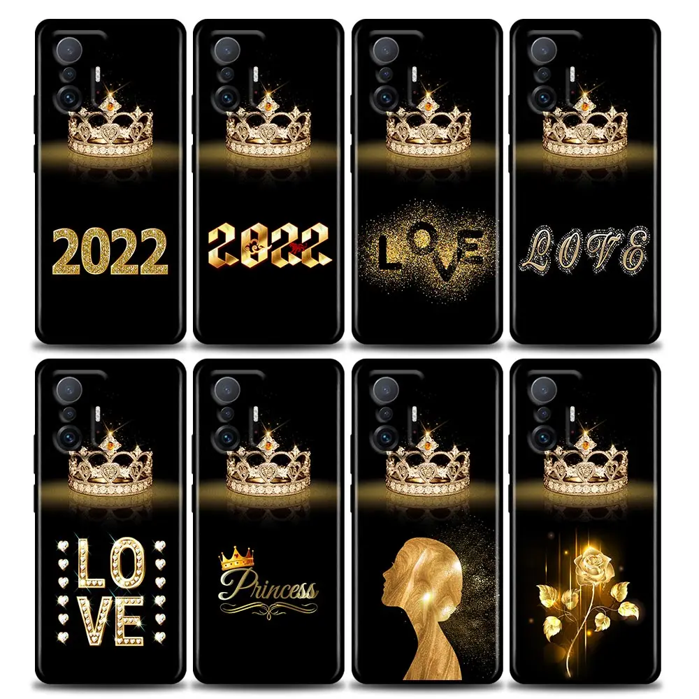 

Phone Case for Xiaomi Mi 11i 12 12X 11 11X 11T Case Poco X3 NFC M3 Pro F3 GT M4 Silicone Cover Diamond Crown 2022 Flower Queen