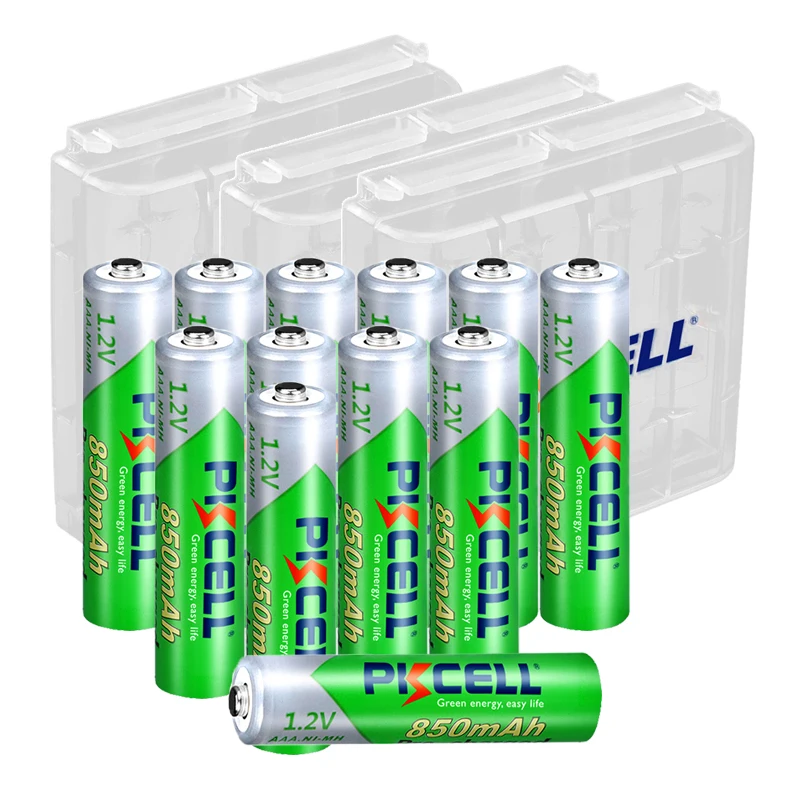 

12PC PKCELL AAA battery 850mAh 1.2v AAA Rechargeable NI-MH Battery Precharge Batteries with 3PC nimh AAA Battery box holder