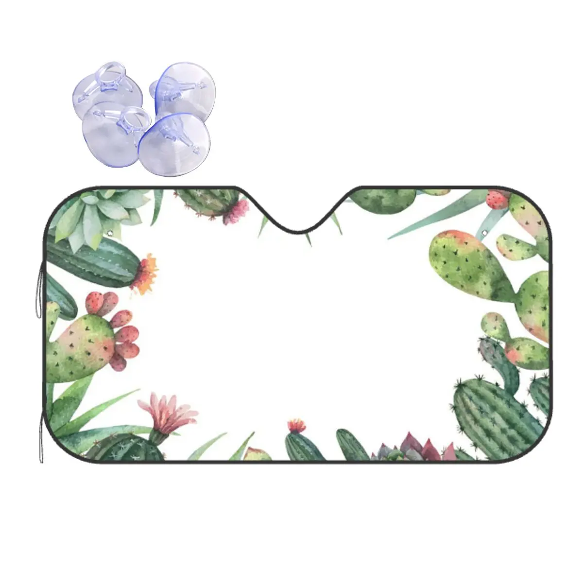 

Cactus Green Plant Polyester Windshield Sunshade 76x140cm Aluminium Foil Sun Visor Blinds