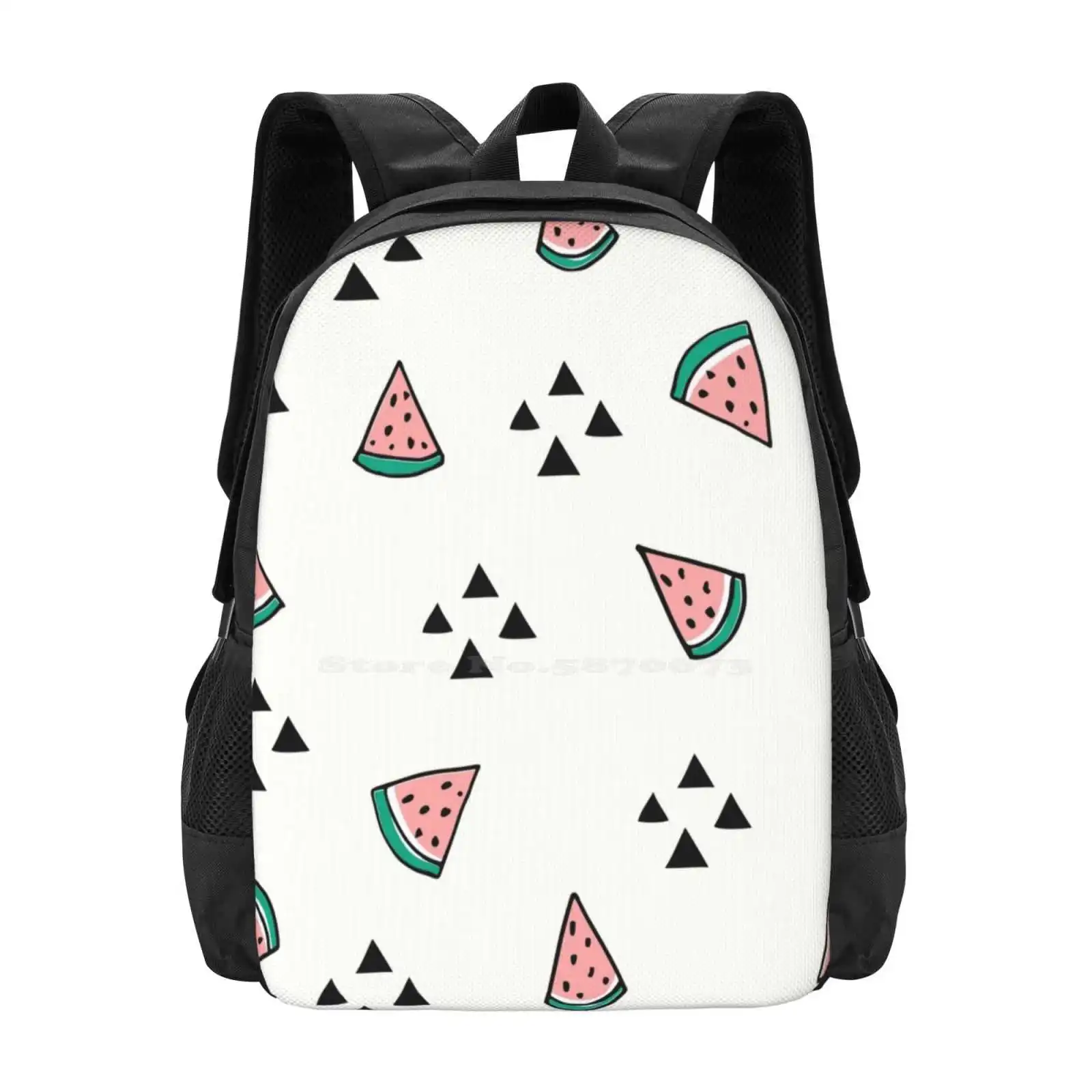 Sweet Summer 3 Backpack For Student School Laptop Travel Bag Watermelon Pattern Seamless Fruit Slice Sweet Pink Simple Healthy