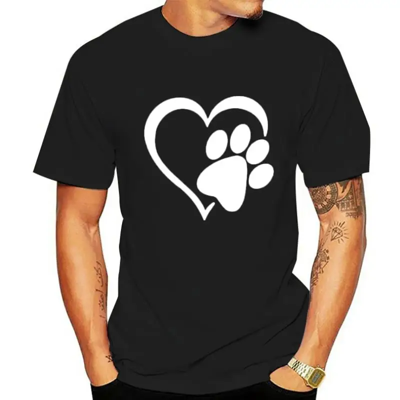 

JCGO Summer Cotton Women T Shirt S-5XL Plus Size Love Heart Dog Paw Print Short Sleeve Tees Tops Casual O-Neck Female TShirts