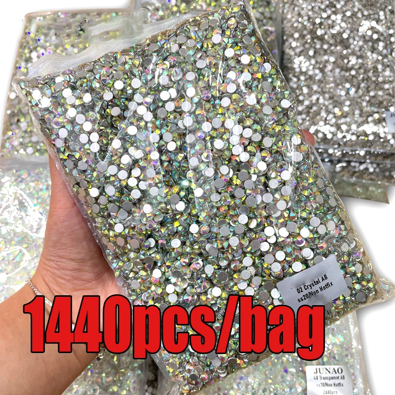 

SS3-ss16 1440pcs Clear Crystal AB gold 3D Non HotFix FlatBack Nail Art Diamond Decorations Shoes & Dancing Rhinestone Decoration