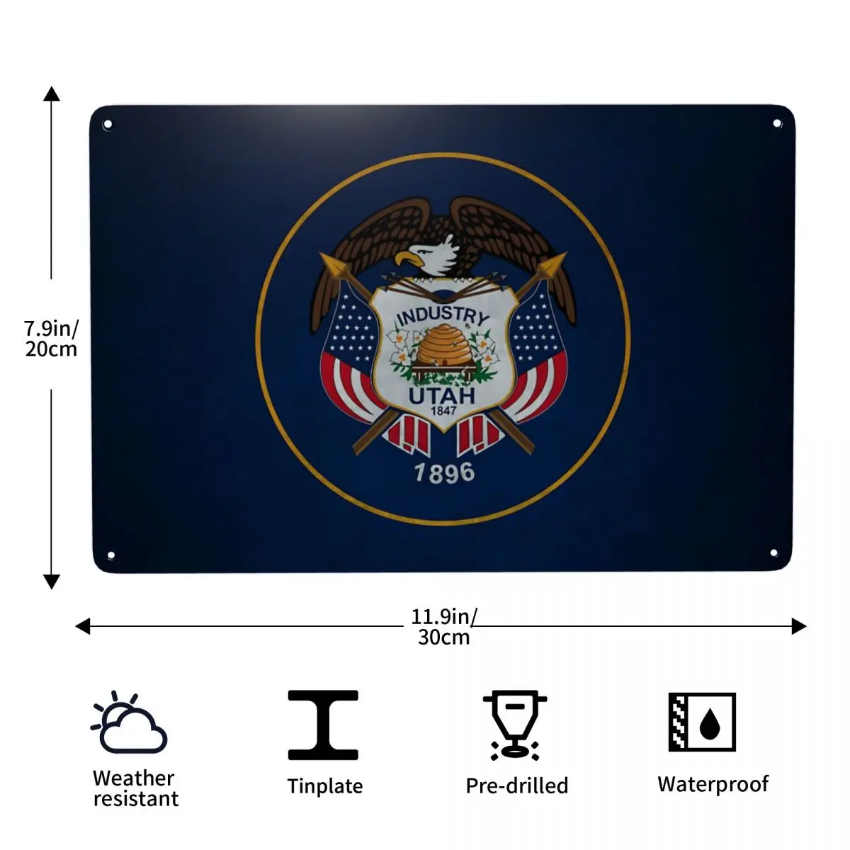 Металлическая жестяная вывеска с флагом Юты новинка винтажная табличка домашняя