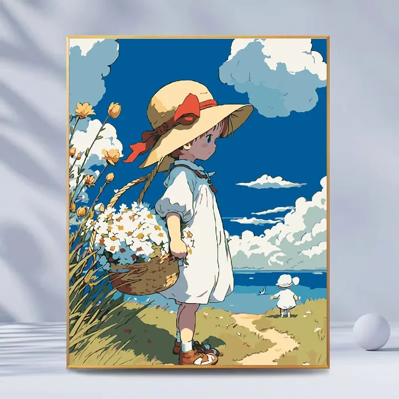 

02725060Digital oil painting living room background wall oil painting decorative cartoon Hand-painted oil painting
