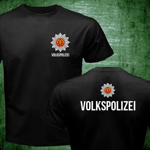 

Amazing Tee Men t shirt Double-sided Casual Unique Oversized East Germany GDR Deutsche Volkspolizei Police T-shirt male T-shirts