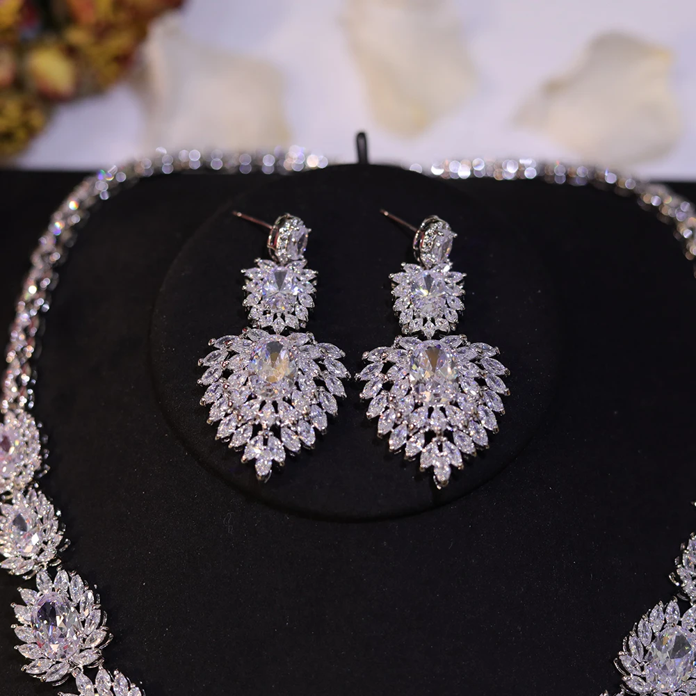 Сверкающее ожерелье из кубического циркония ААА модные свадебные аксессуары