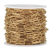 1m width 3 4mm stainless steel chain gold plated oval link bulk chains for jewelry making supplies wholesale items business