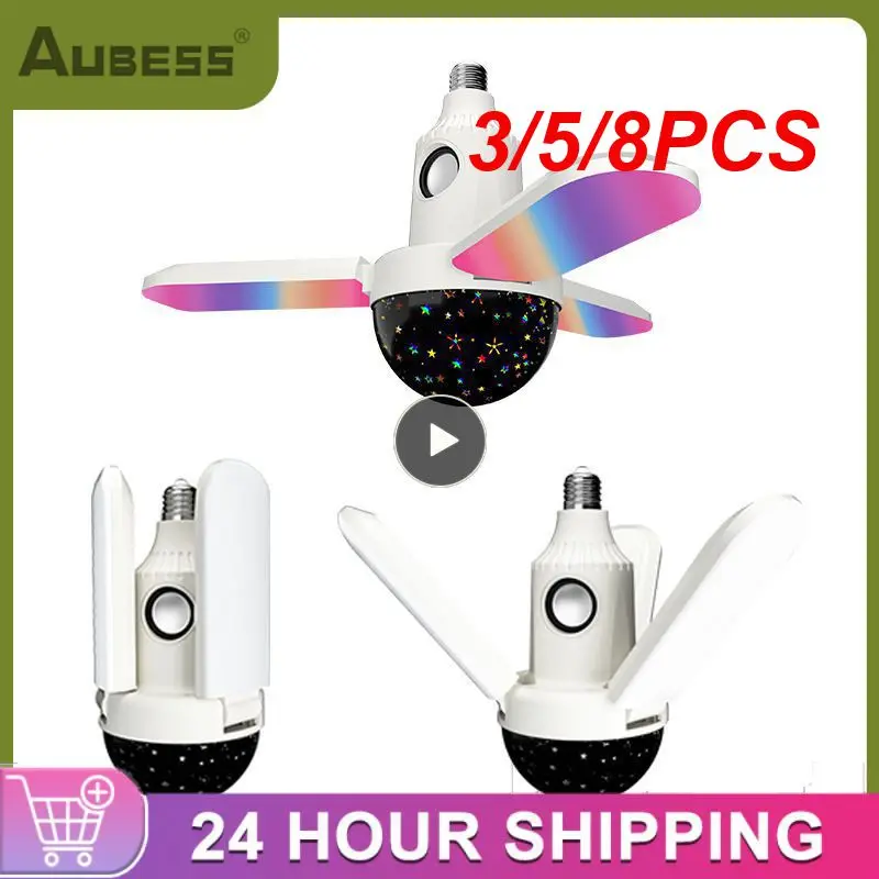 

3/5/8PCS E27 3leaves Rgb Starry Light Brightness Adjustable Lamp Dimming Portable Music Bulb Lamp For Home Lighting
