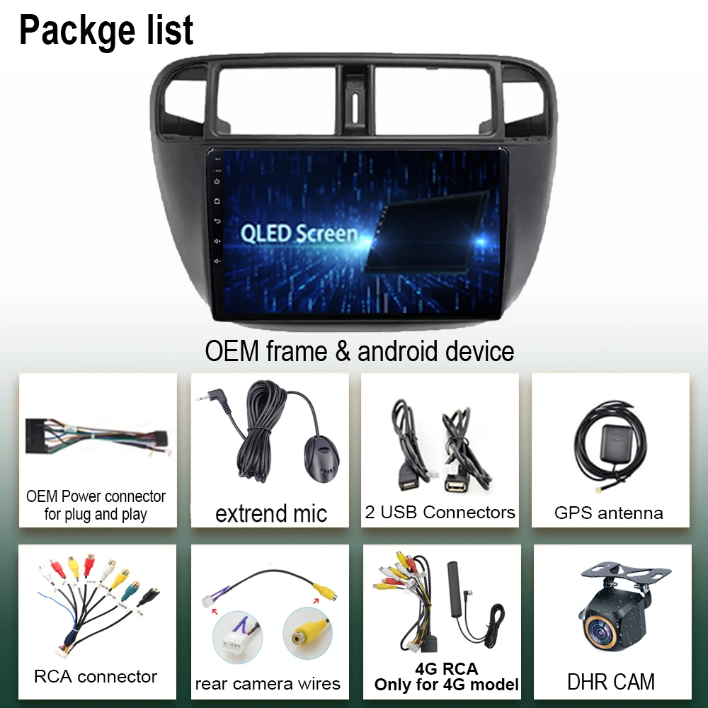 QLED Android 13 Автомобильный радиоприемник для Honda Civic (EJEKEM) 1995-2001 Carplay Автоматическая