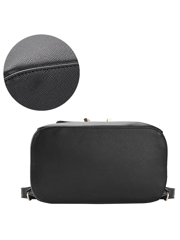 Black Leather Backpack Vintage Style Backpack for Girls School Bags Casual Daypack for Women