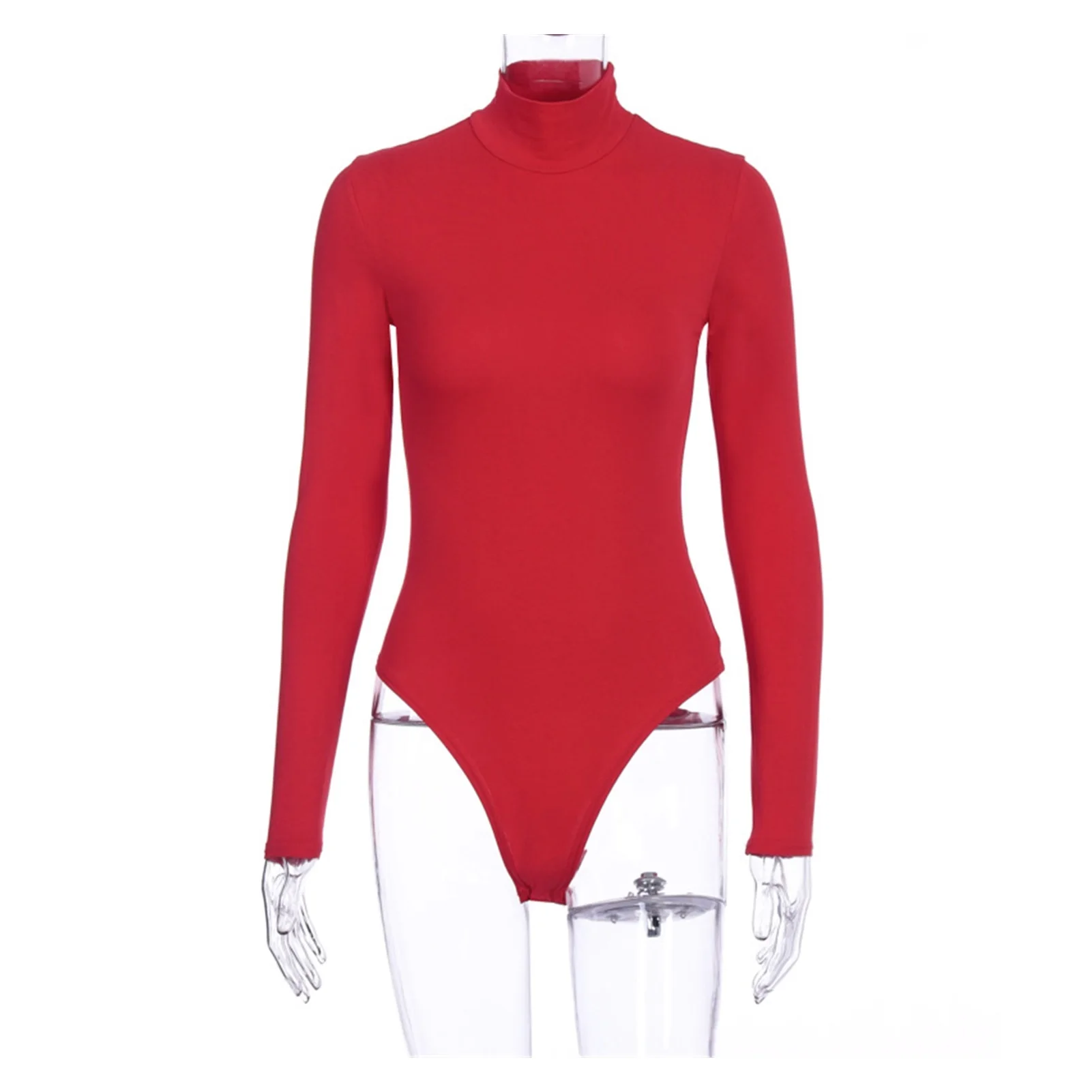 

Новинка 2021, Женский весенне-осенний пикантный комбинезон, боди с высоким воротником и длинным рукавом, Модный Эластичный облегающий женски...