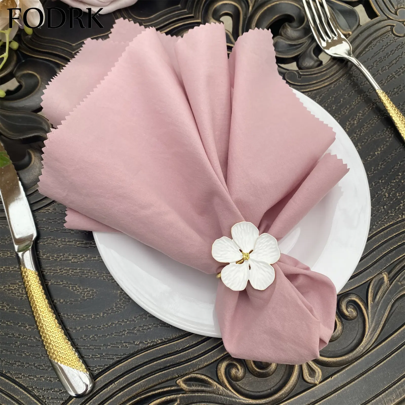 

10pcs Table Napkins 46*46cm Wedding Party Christmas Decor Home Cloth Linen Pink Cotton Serving Fabric Soft Handkerchief Dinner