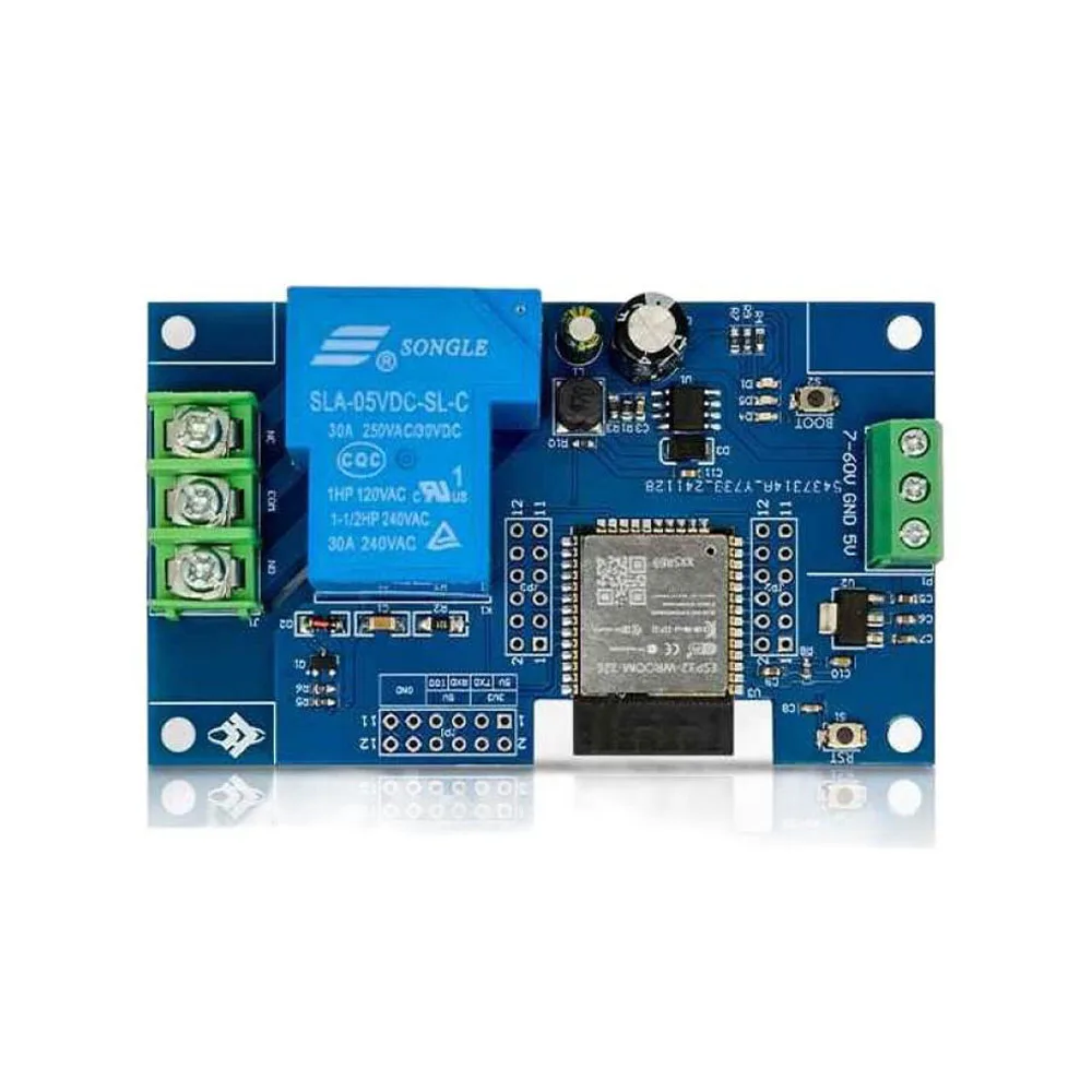 Фото Релейный модуль WIFI DC7-28/5 В, 1-канальный 30A ESP32-WROOM-32E, релейный модуль макетной платы для умного дома, беспроводное управление №3
